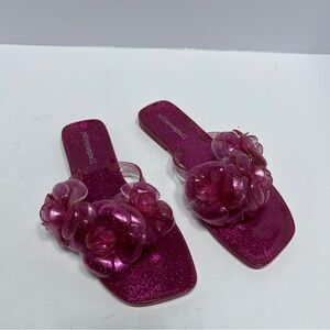Jeffrey Campbell Floralee Slide Sandal Fuchsia Pink Jelly New Size 8
